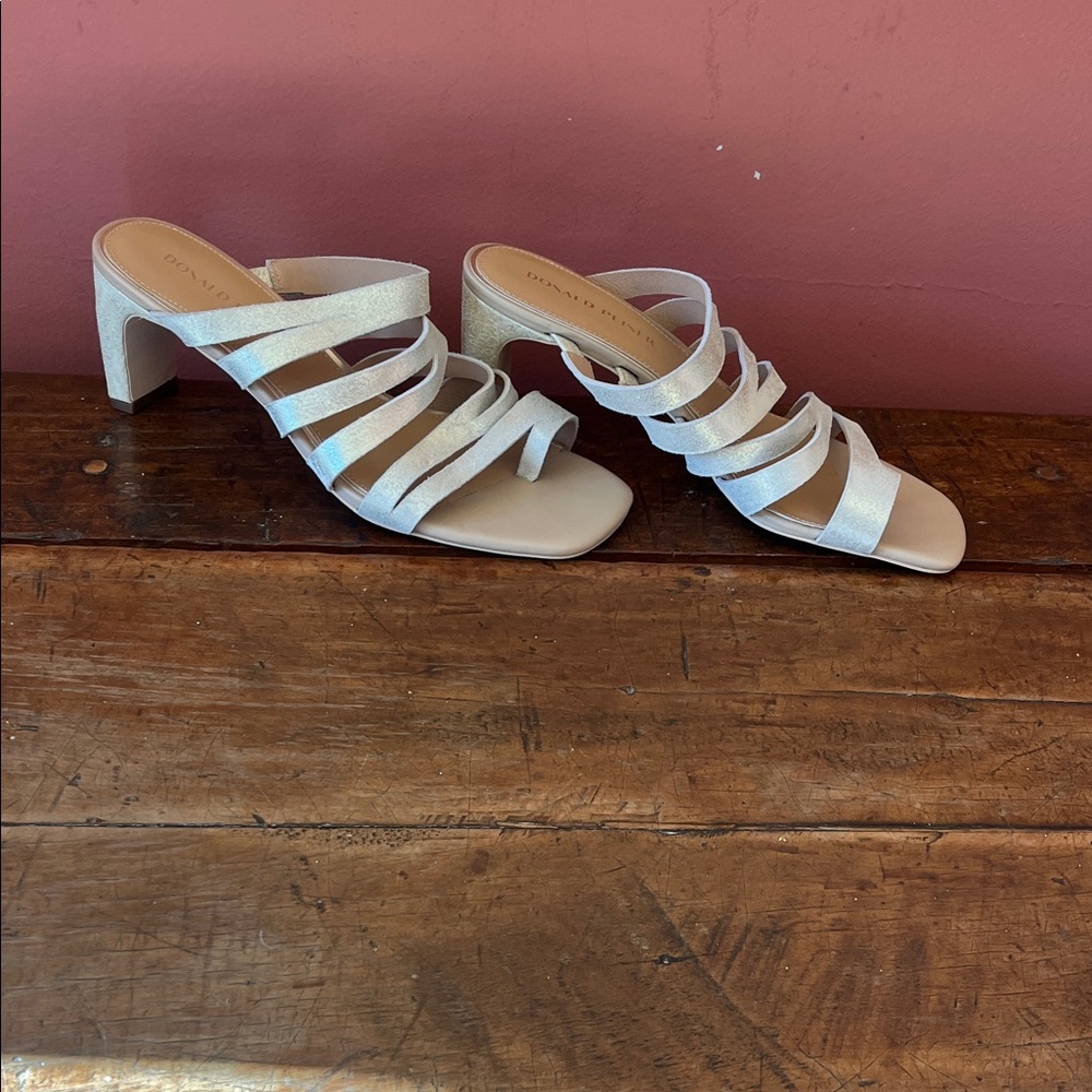Donald Pliner  Havana Strappy Heels
New 
Champagne metallic suede